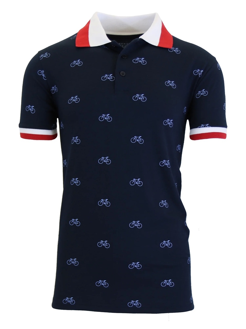New Men's Navy Bicycle-Print Polo Shirt
